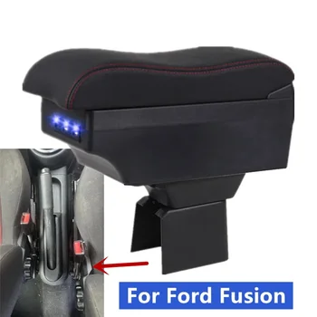 Ford Fusion qo'l dayama qutisi uchun Ford Fiesta Mk5 avtomobil qo'l dayama qutisi Markaziy saqlash qutisi USB avtomobil aksessuarlari bilan jihozlangan