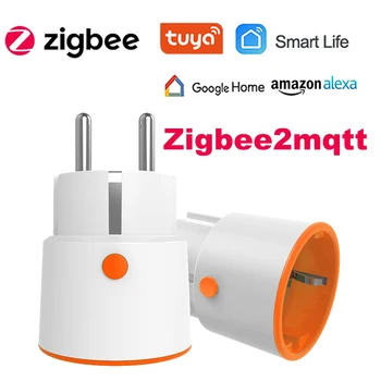 Tuya Smart Zigbee 3.0 quvvat vilkasi 16a EU rozetkasi 3680 Vt metrli masofadan boshqarish pulti Zigbee2MQTT va uy yordamchisi bilan ishlaydi