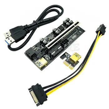 6pcs PCIE Riser Video karta uchun USB 3.0 uzatma kabeli adapteri Cabo Riser PCI Express X16 VER009C Bitcoin konchi qazib olish uchun Riser