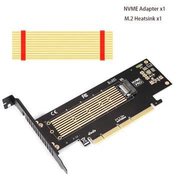 Alyuminiy bilan NVMe adapteri PCIe 22110 SSD Heatsink Cooler, 64gbps m2 Ssd Gen4 PCIe 4.0 ish stoli uchun X4 X8 X16 kengaytirish kartasi
