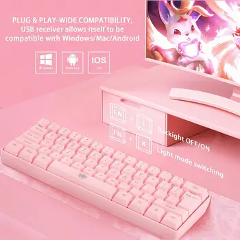 Simsiz klaviatura planshet kompyuter klaviaturasi 61 tugmachalari RGB Backlit Dual Mode klaviatura o'yin kompyuter kompyuter klaviaturasi