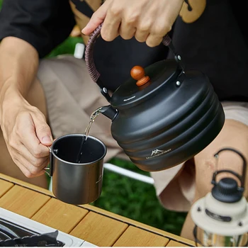 1.4 L Ultra yengil kofe suvli choynak tutqichli portativ hushtak chovgum metall turistik materiallar dasturxon