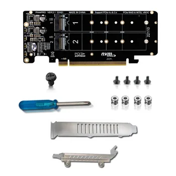 PCIE X16 uchun M. 2 M-asosiy NVMEx4 SSD 2u Server o'nlikdan karta ikki tomonlama 4-Disk NVME RAID PCI-EX16 Split karta