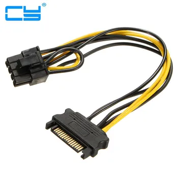 10PIN uchun dona 15PIN SATA erkak(8+6) PCI-E elektr ta'minoti kabel kabel 20cm SATA kabel 15-pin uchun 8 pin kabel