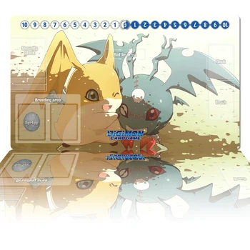 Digimon Playmat Patamon Pico Devimon DTCG CCG stol o'yini savdo karta o'yini Mat Anime sichqoncha Pad stol Mat o'yin aksessuarlari va sumkasi
