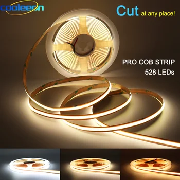 Yangi PRO COB LED Strip Light 12v 528 LED o'zboshimchalik mini Cut CRI90 3000k 4000K 6000k oshxona kabinet dekoratsiya uchun lenta LED
