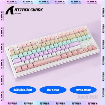 Hujum Shark M87 mexanik klaviatura uch xil issiq almashtirish o'yin klaviatura qistirmalari RGB yon yorug'lik ergonomikasi kompyuter Gamer Mac ofis