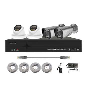 Anxinshi CCTV xavfsizlik IR 25m 4MP jonli POE kamera SeeEasy App to'liq rangli 4 kanallari NVR to'plamlari