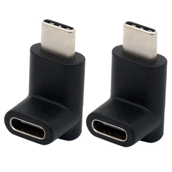 2x 90 daraja turi C Adapter, yuqoriga va pastga ochiladigan USB-C USB 3.1 turi-C ulagichi ayol Adapter USB C erkak