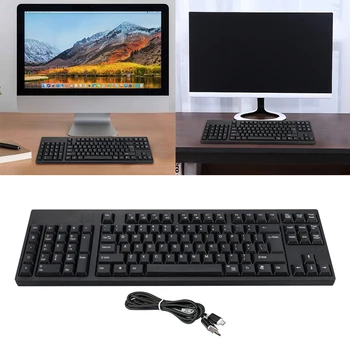 Simli chap qo'l ergonomik klaviatura mexanik o'yin klaviaturasi Multimedia Southpav klaviaturasi 109 tugmachalari Laptop kompyuter uchun ikkita USB HUB