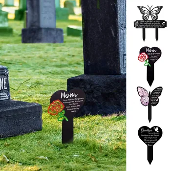 1pcs akril Butterfly Memorial qoziq qabr bezatish ochiq havoda hovli bog 'markerlar qabriston bog' qoziq va boshqalar.