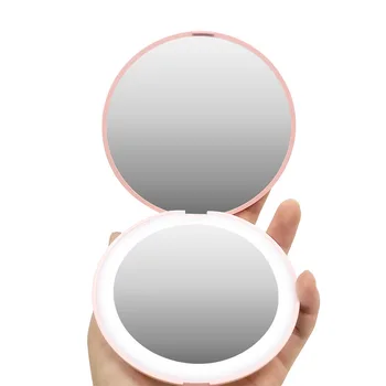 Sdotter Mini portativ chiroqlar LED bo'yanish oynasi 10x Magnify qo'l ushlab turadigan katlanadigan 12 LED cho'ntak bo'yanish oynasi engil go'zallik kosmetikasi