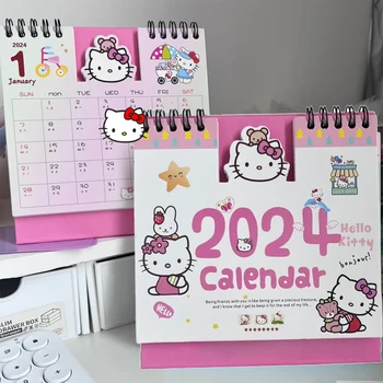 2024 Sanrio Hello Kitty Kalendarlari Mini Stol Taqvimi Multfilm Stol Usti Bezatish Kundalik Haftalik Memorandum Ofis Aksessuarlari Bolalar