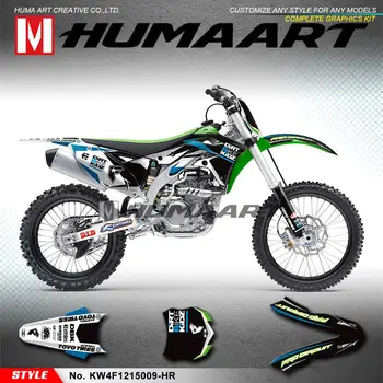 Kavasaki KX450F KXF450 KXF 450 2012 2013 2014 2015 uchun HUMAART MX grafik moslashtirilgan stiker to'plami mototsikl Deko