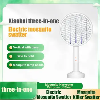 Mosquito Light Trap 3500v USB qayta zaryadlanuvchi qo'l tayanch ushlagichi bilan xavfsizlik dizayni yopiq ochiq bog ' jihozlari Bug Zappers