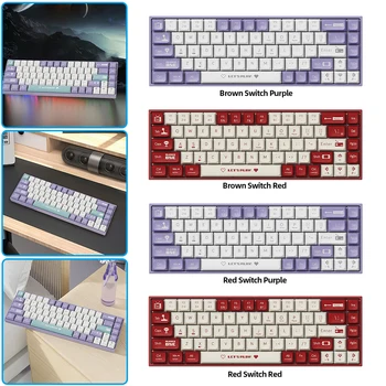 Compact kompyuter klaviaturasi 68 tugmalari RGB yoritilgan mexanik klaviatura derazalar uchun issiq almashtiriladigan klaviatura Noutbuklar va kompyuter o'yinchilari