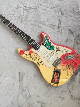 Maxsus Qizil Jimi Hendrix Monterey Elektr Gitara, Atirgul Daraxti Fretboard