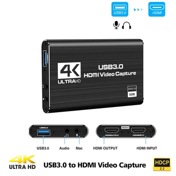 OBS qo'lga o'yin karta jonli uchun 4K USB 3.0 Video ta'qib karta HDMI-mos 1080p 60fps HD Video yozuvchisi Grabber