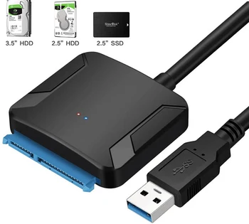 USB 3.0 SATA 3 kabeli Sata USB adapteriga kabellarni aylantirish 2.5/3.5 dyuymli tashqi SSD HDD adapteri qattiq disk ConnectFit-ni qo'llab-quvvatlaydi