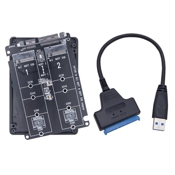 M. 2 NGFF SSD Adapter + USB Konverter NGFF uchun SATA3 Adapter kartasi M. 2 NGFF SSD mSATA protokoli uchun ketma-ket port kompyuter tizza uchun Adapter