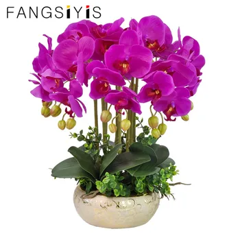 2 filiali Real Touch Butterfly Orchid sun'iy gul DIY to'y uy bog ' dekor soxta gul PU o'simliklar Pot gullar Orchid