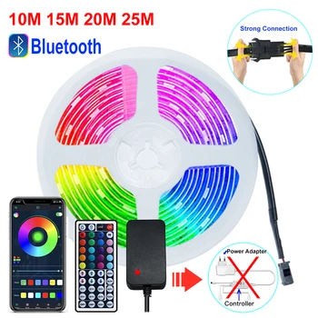 10M 15m 20m 25m Bluetooth RGB LED Strip chiroqlar 5050smd kuch Adapter va nazoratchi 2 yilda 1 xona TV Backlight 24v Neon RGB lenta