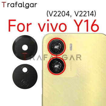 Vivo Y16 V2204 V2214 uchun orqa orqa kamera shisha linzalari Adheisve stikeri bilan almashtirish